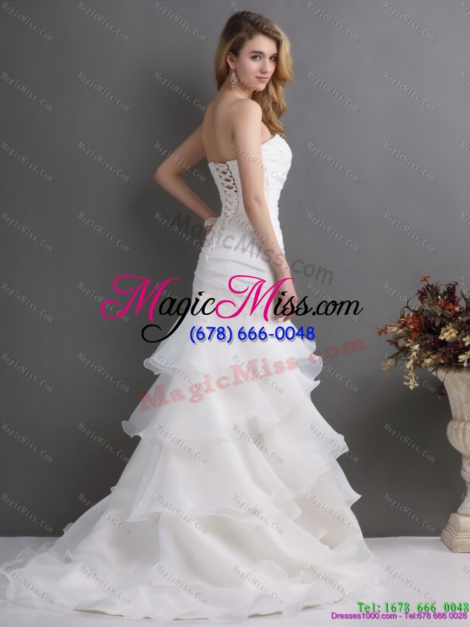wholesale 2015 modest sweetheart wedding dress with ruching and ruffles