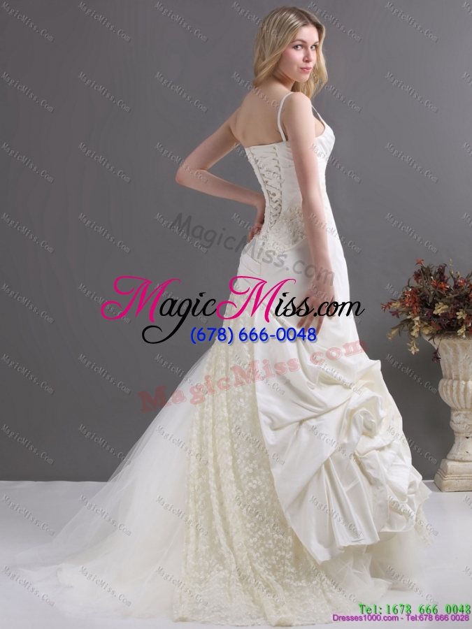 wholesale sophisticated a line wedding dress with ruching and lace for 2015