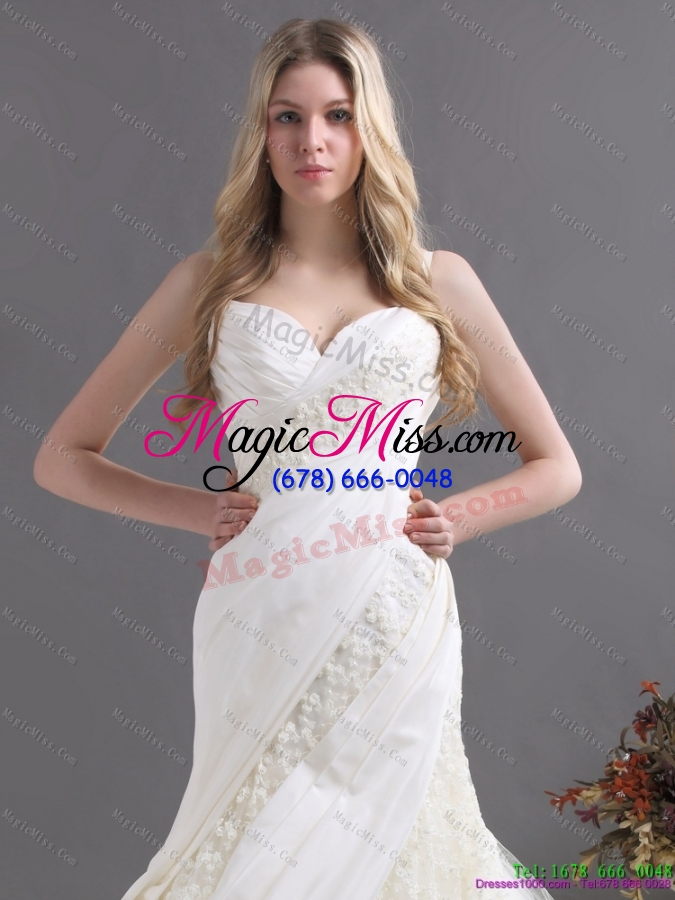 wholesale sophisticated a line wedding dress with ruching and lace for 2015
