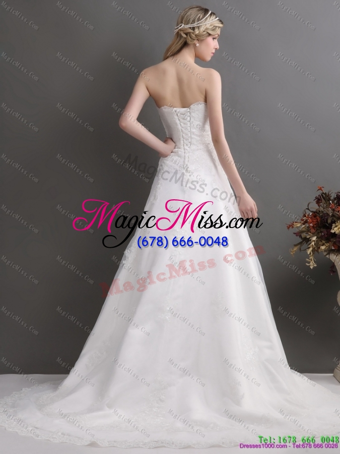 wholesale gorgeous laced brush train white wedding dresses in white