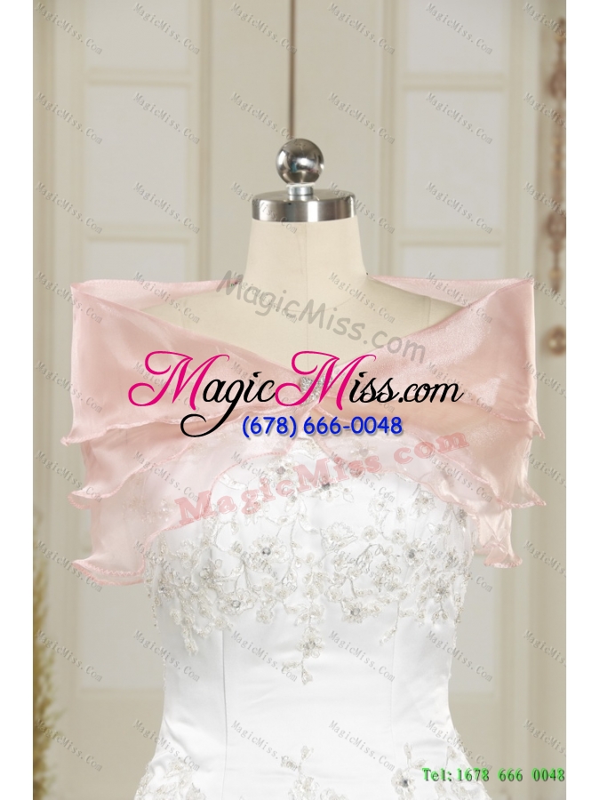 wholesale white strapless wedding dresses with sequins and brush train