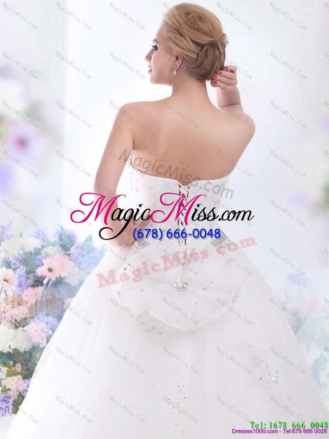 wholesale white sweetheart rhinestones wedding dresses with brush train