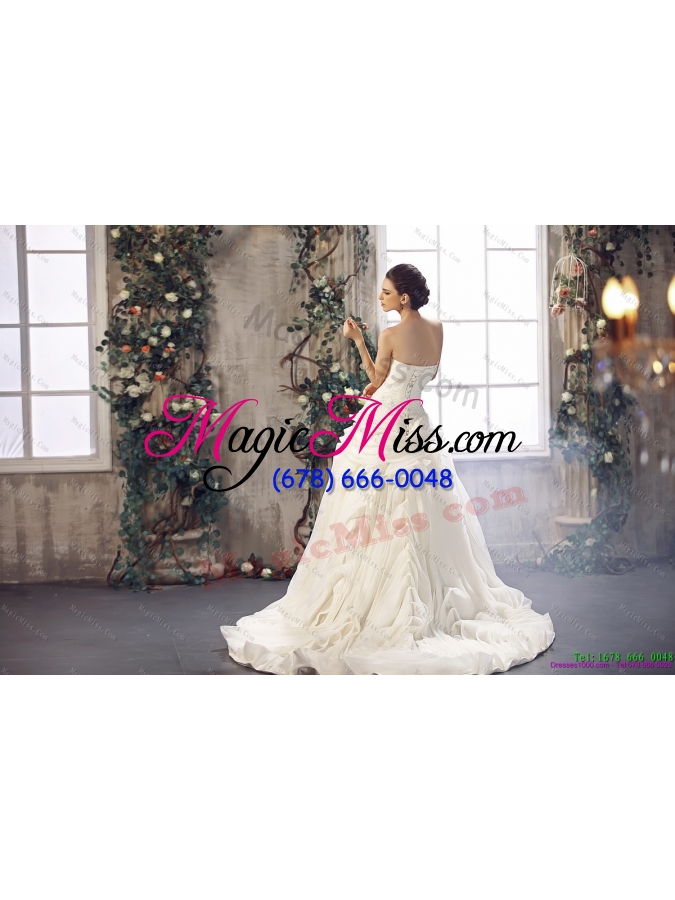 wholesale white strapless wedding dresses with chapel train and beading