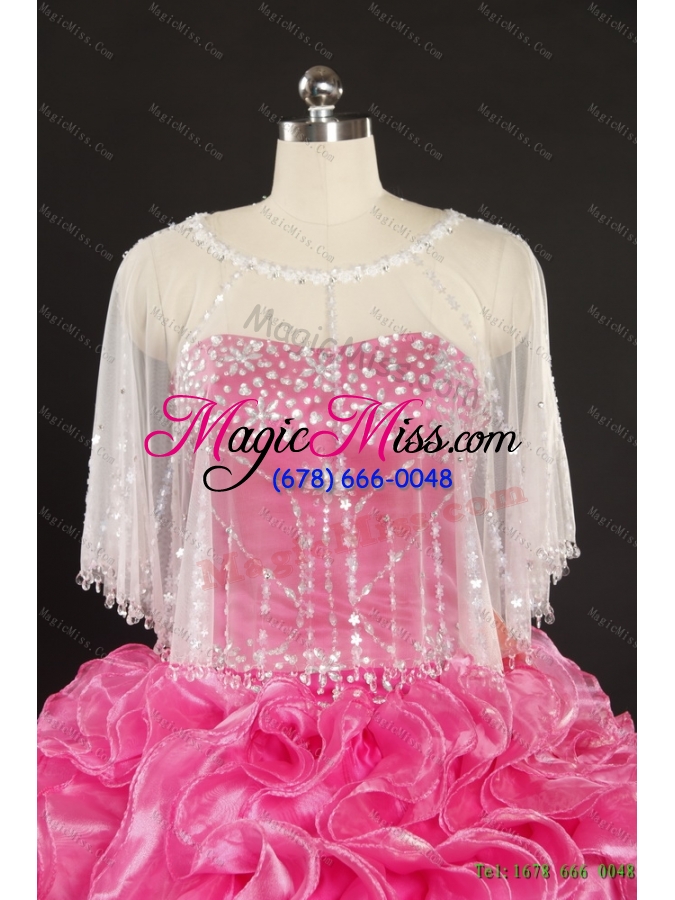 wholesale fashionable 2015 empire wedding dress with ruching and beading