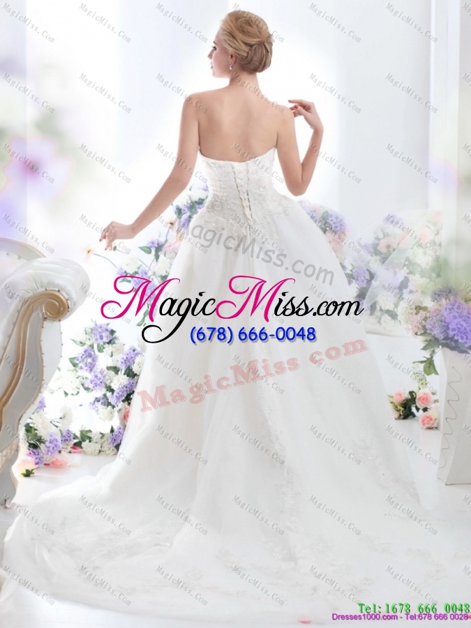 wholesale luxurious sweetheart brush train wedding dress with beading