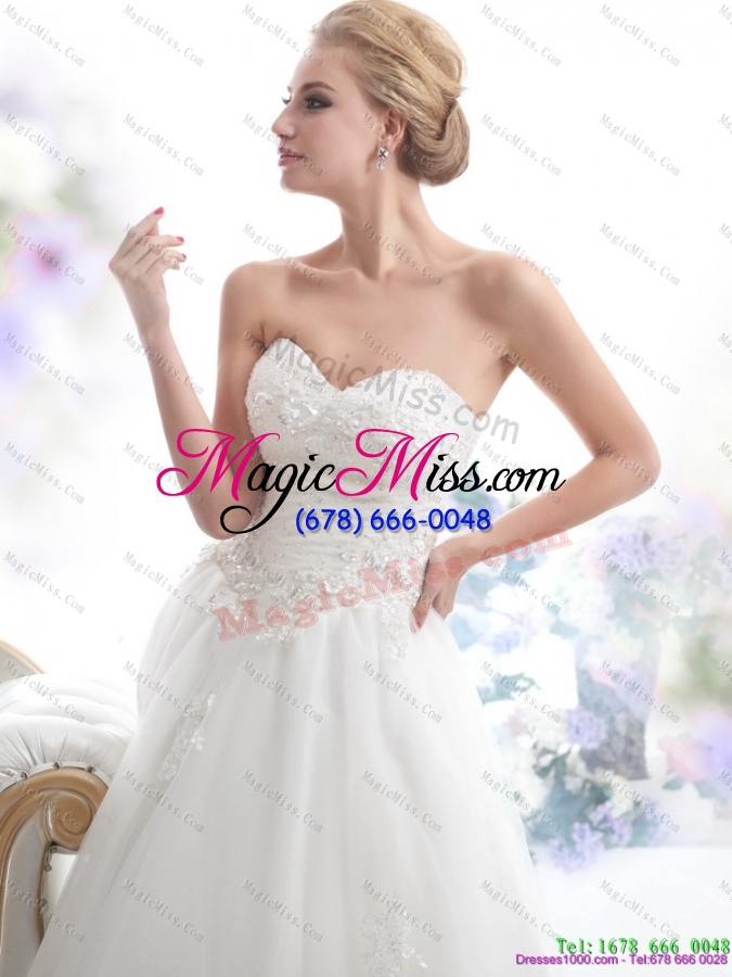 wholesale luxurious sweetheart brush train wedding dress with beading
