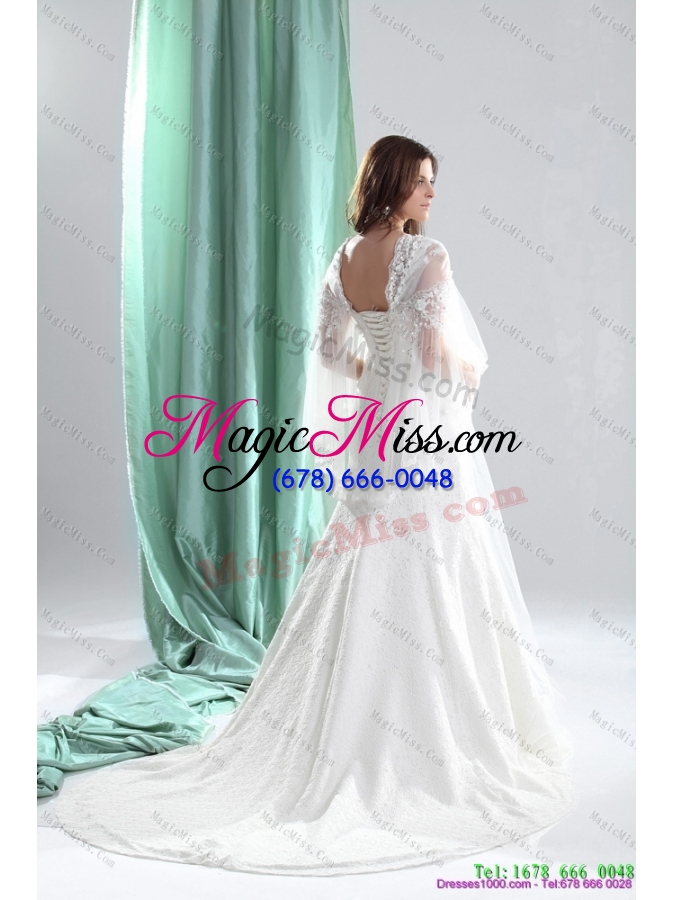 wholesale pretty 2015 v neck wedding dresses with beading and and ruching