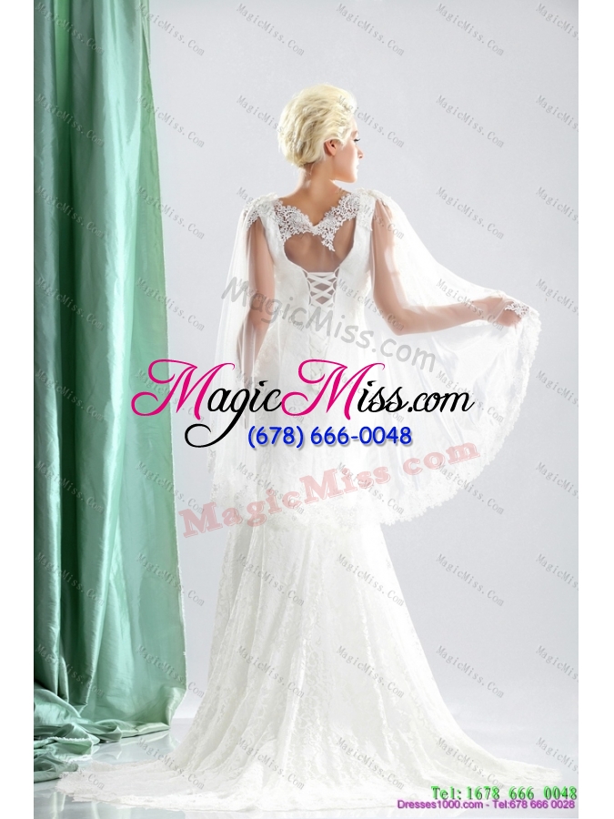 wholesale 2015 luxurious v neck wedding dress with lace and appliques