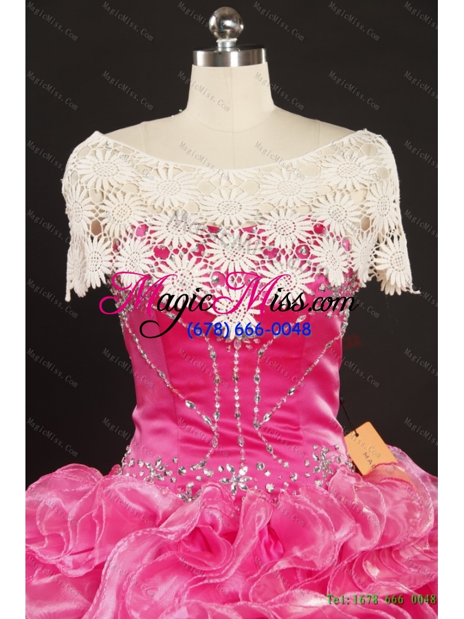 wholesale 2015 detachable hot pink high low sweetheart prom skirts with beading and ruffled layers