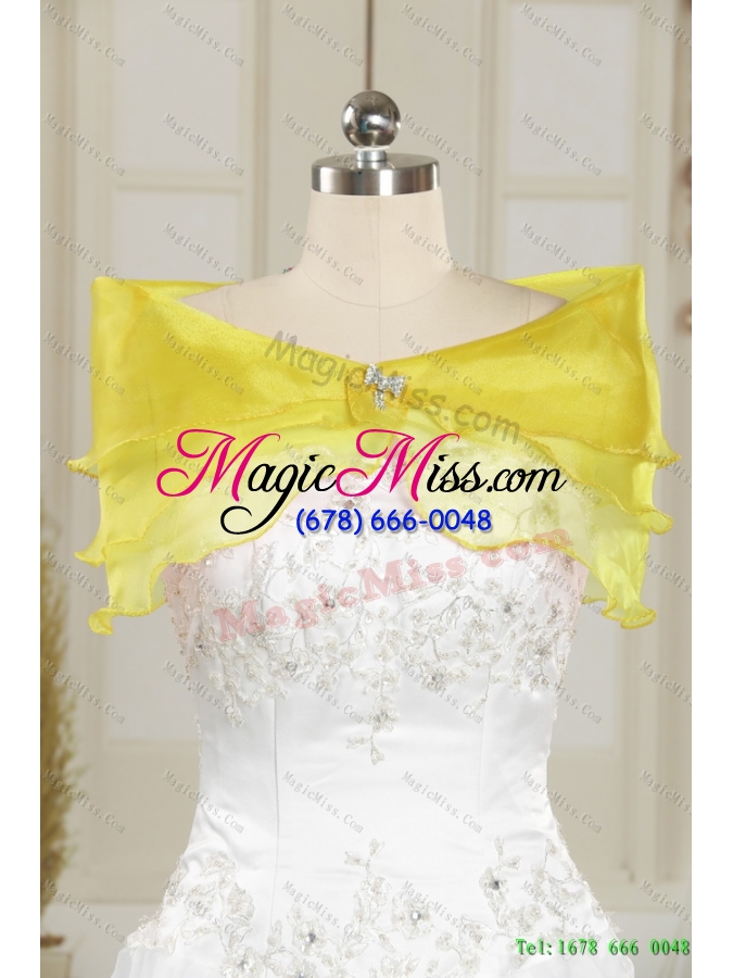 wholesale 2015 detachable yellow sweetheart high low prom skirts with beading and ruffled layers