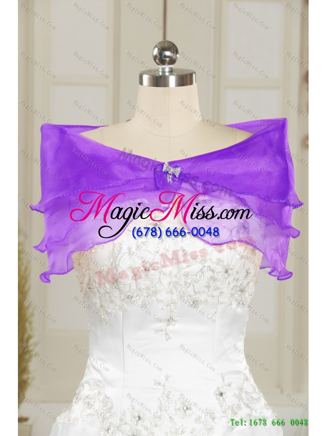 wholesale 2015 detachable beautiful purple strapless prom skirts with embroidery and ruffles