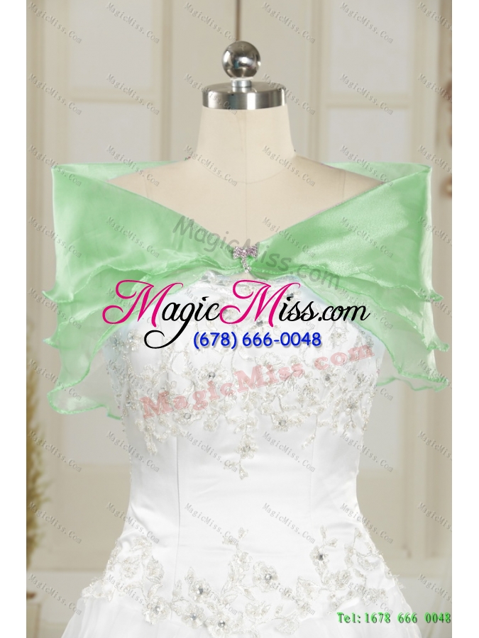 wholesale 2015 detachable new style spring green strapless prom skirts with beading and ruffles