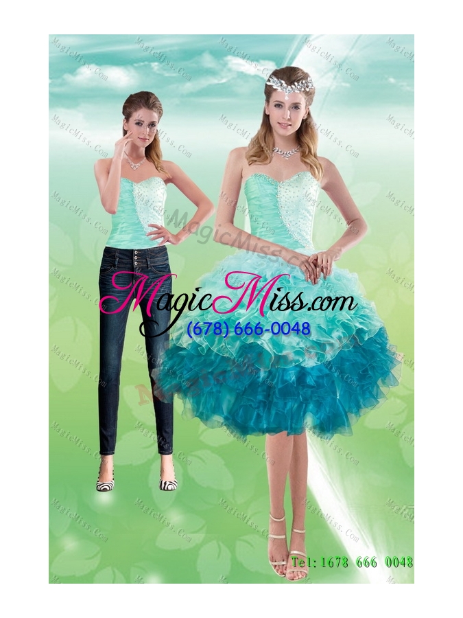 wholesale elegant sweetheart multi color 2015 detachable prom skirts  with beading and ruffles