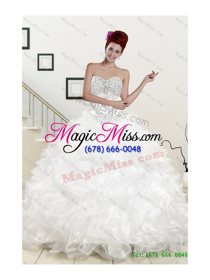 wholesale white sweetheart quinceanera dress and beautiful short dama dresses and 2015 white little girl dress