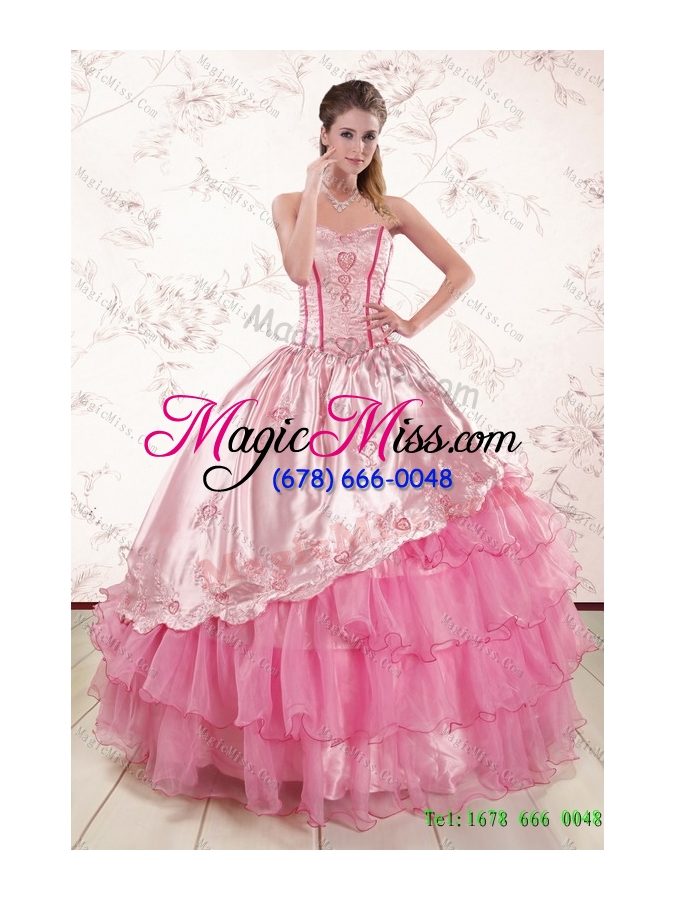 wholesale ruffled layers sweetheart quinceanera dress and watermelon long dama dresses and rose pink ball gown little girl dress