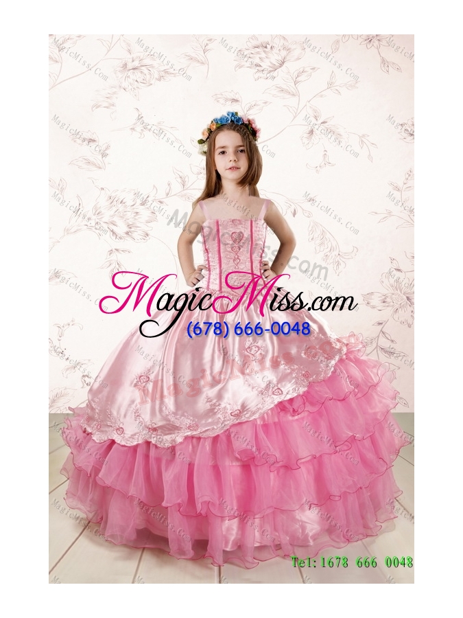 wholesale ruffled layers sweetheart quinceanera dress and watermelon long dama dresses and rose pink ball gown little girl dress