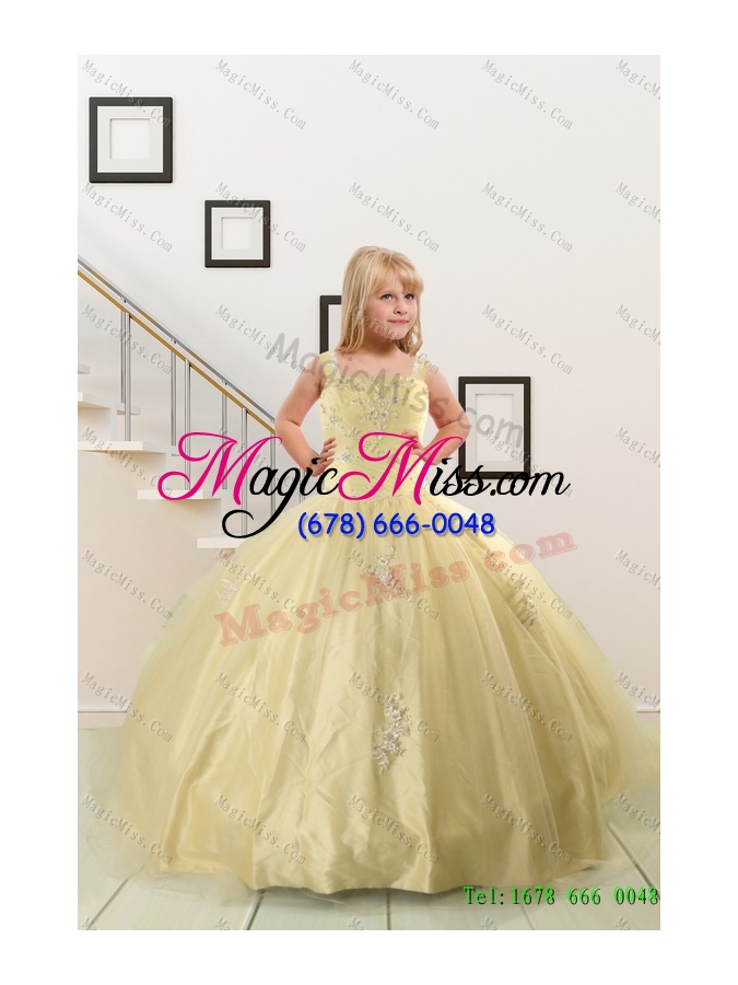 wholesale champagne ball gown quinceanera dress and square knee length dama dresses and cute  beading little girl dress