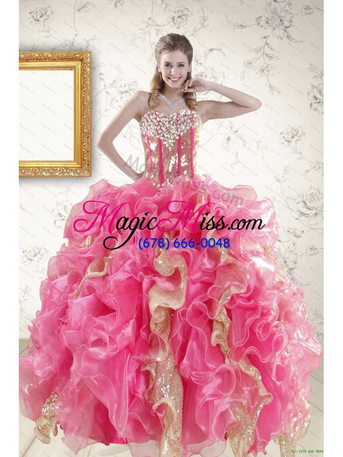 wholesale perfect beading and ruffles quinceanera dress and beading yellow one shoulder dama dresses and multi color ball gown pageant dresses for little girl