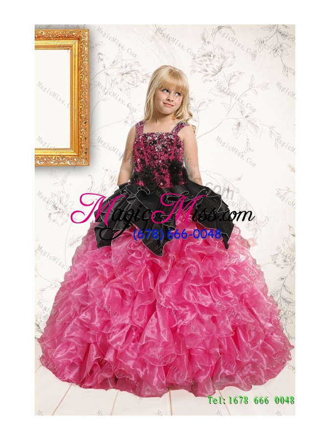 wholesale ruffles and beading multi color quinceanera gown and black sweetheart short prom dress and multi color straps little girl dress