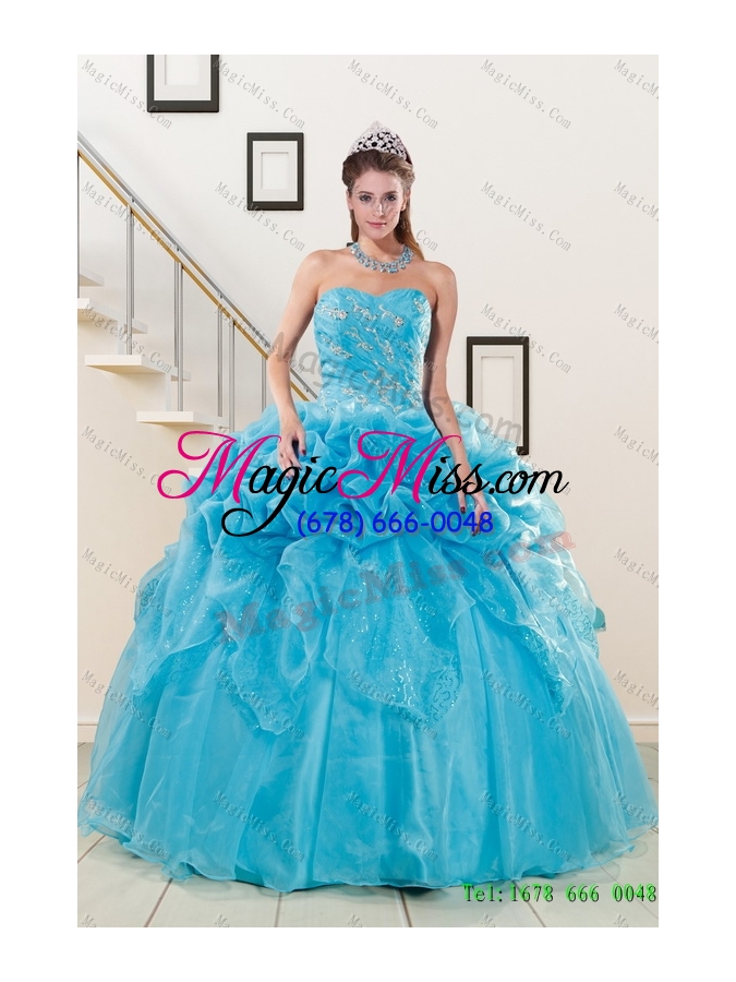 wholesale baby blue ball gown pick ups quinceanera dress and beading rose pink short dama dresses and pick ups little girl dress