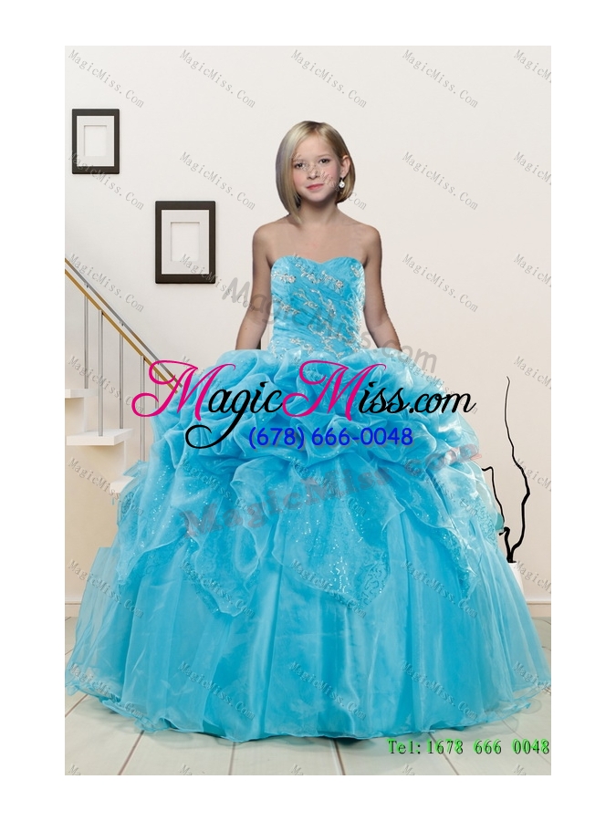 wholesale pick ups and embriodery baby blue quinceanera dress and ruching short dama dresses and embroidery baby blue little girl dress