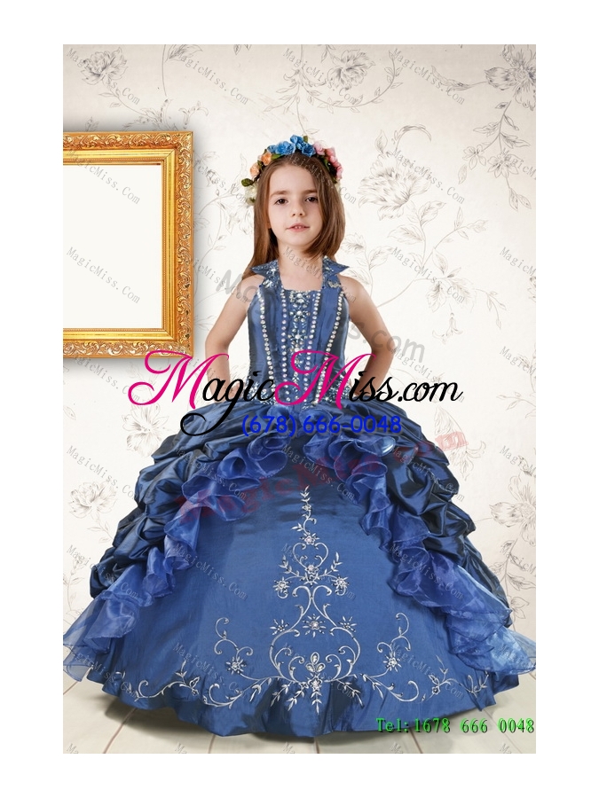 wholesale ruffles and beading sweetheart quinceanera dress and beading long dama dresses and halter top embroidery little girl dress