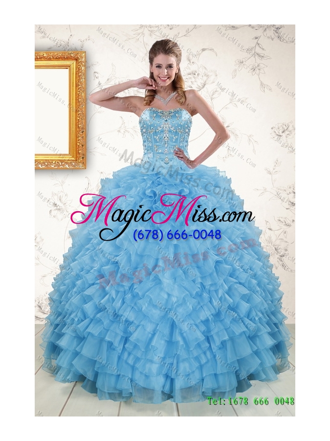 wholesale 2015 gorgeous ruffles and beading quinceanera dress and hot pink short dama dresses and cute halter top little girl dress
