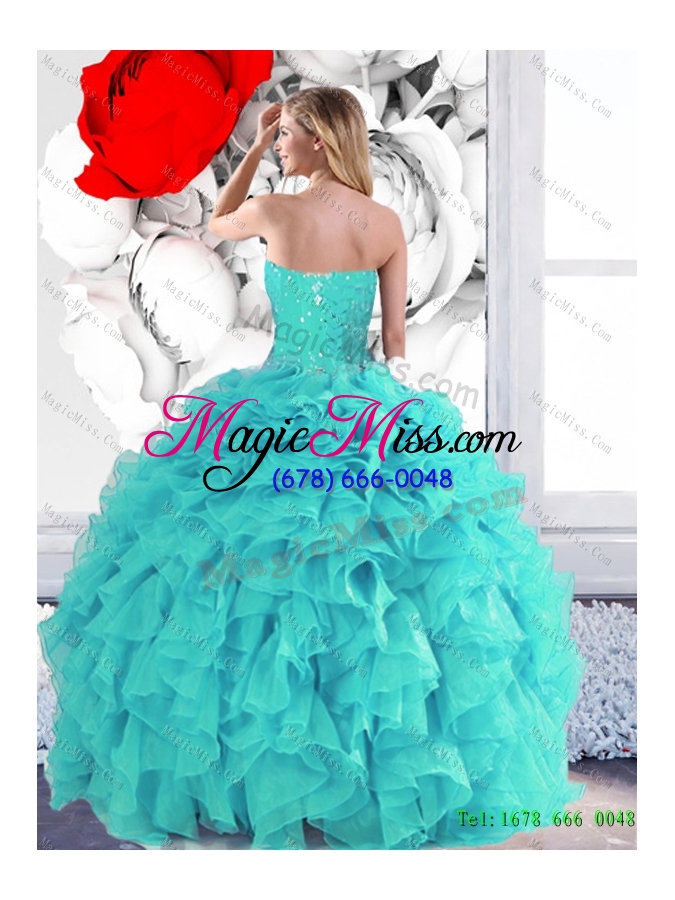 wholesale 2015 in stock sweetheart quinceanera dresses with beading and ruffles