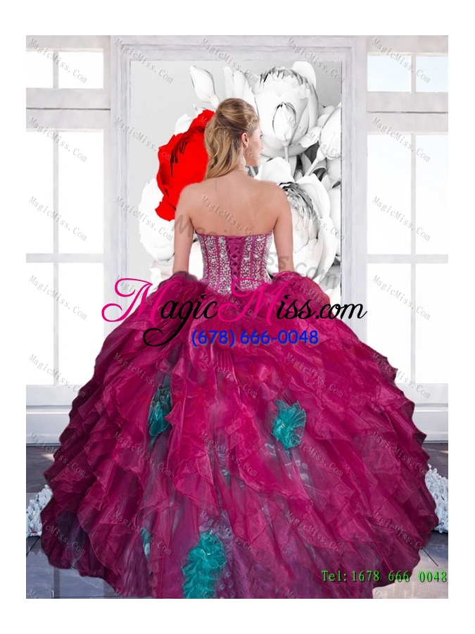 wholesale beautiful sweetheart beading multi color 2015 quinceanera dress with ruffles
