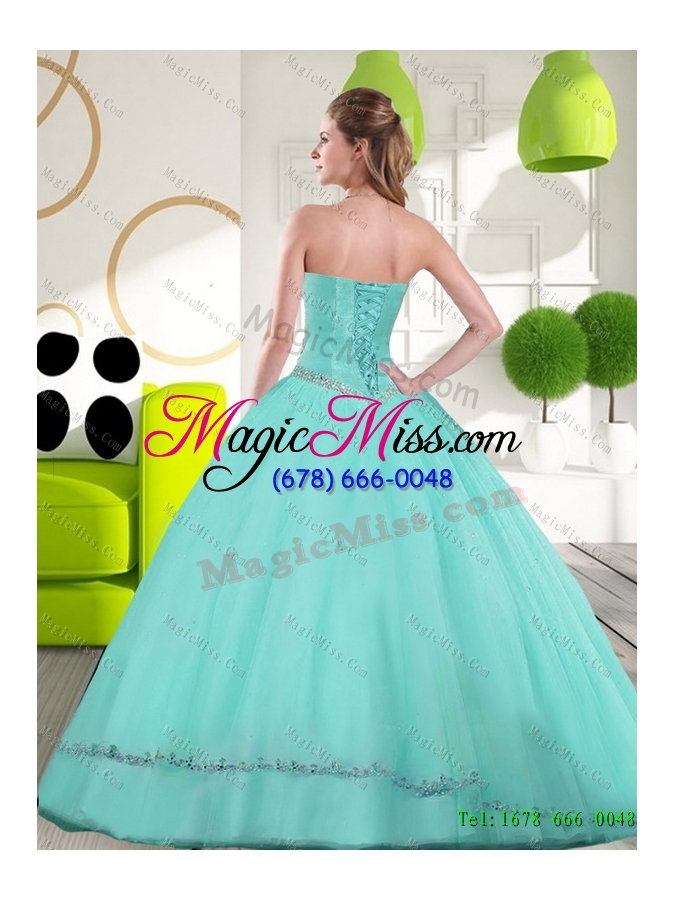 wholesale 2015 in stock sweetheart ball gown quinceanera gown with appliques