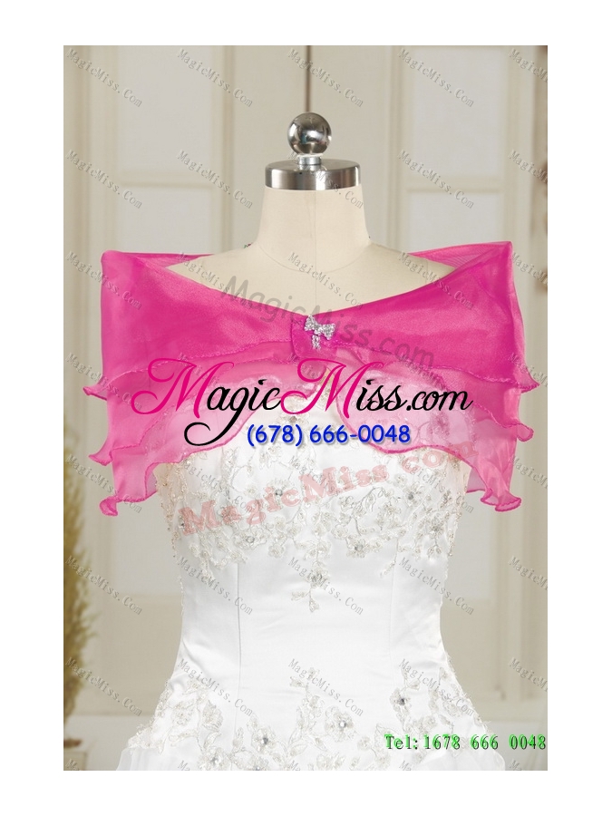 wholesale beautiful hot pink 2015 quinceanera dresses with beading and ruffles
