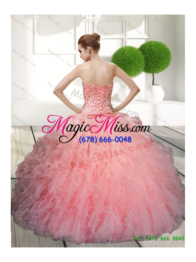 wholesale exclusive sweetheart multi color 2015 quinceanera gown with appliques and ruffles