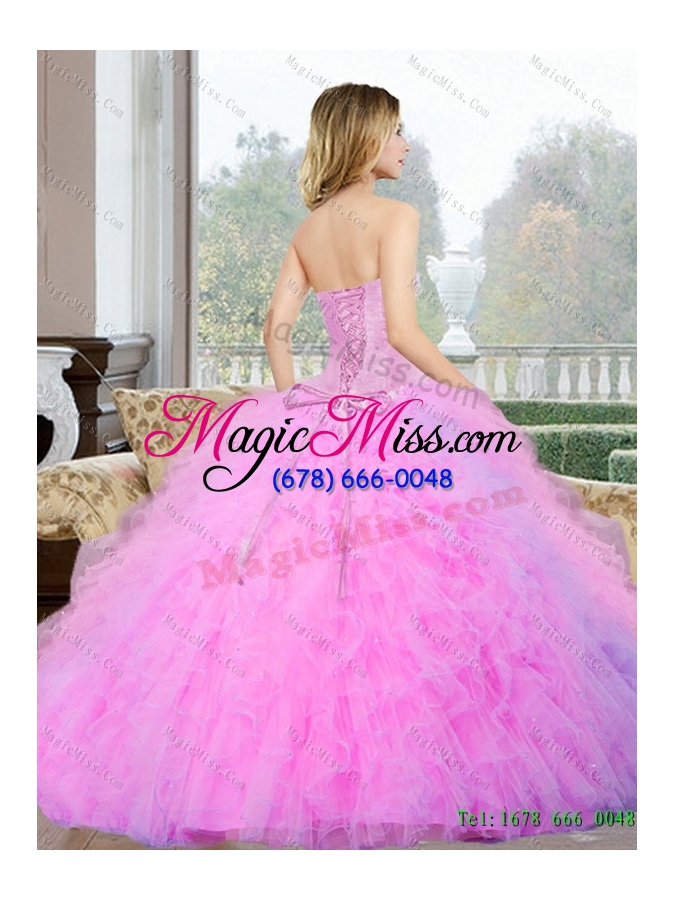wholesale 2015 wonderful beading and ruffles sweetheart quinceanera gown