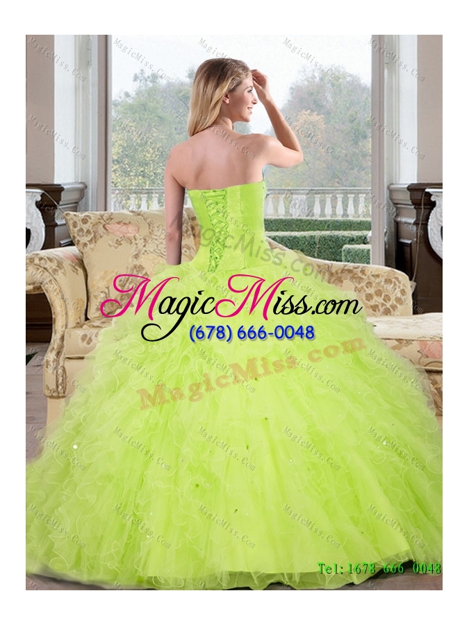 wholesale luxurious beading and ruffles sweetheart 2015 quinceanera dresses in teal
