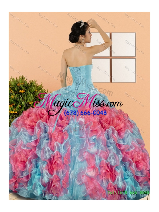 wholesale multi-colored multi color 2015 sweet 15 dresses with beading and ruffles
