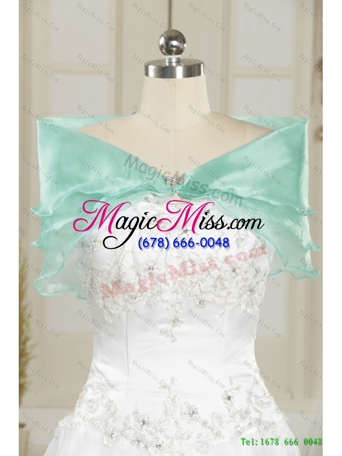 wholesale flirting sweetheart 2015 quinceanera gown with appliques and pick ups