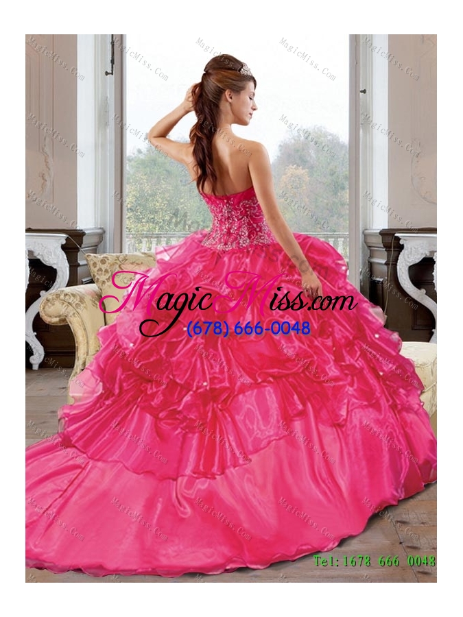 wholesale flirting sweetheart 2015 quinceanera gown with appliques and pick ups