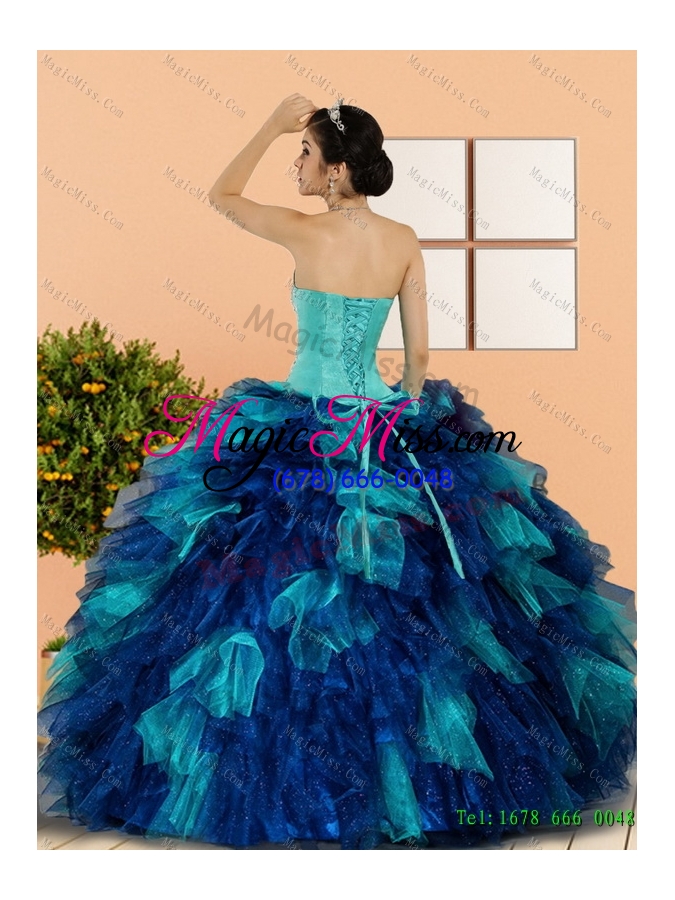 wholesale multi-colored sweetheart beading and ruffles quinceanera dresses