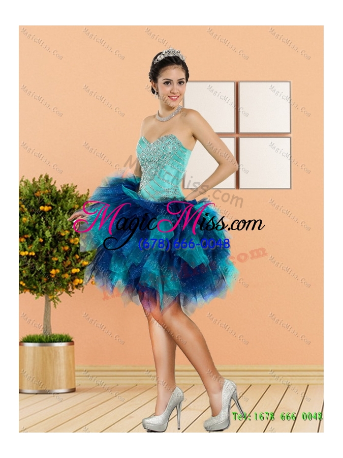 wholesale multi-colored sweetheart beading and ruffles quinceanera dresses