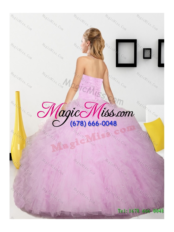 wholesale 2015 discount beading and ruffles sweetheart quinceanera dresses in baby pink