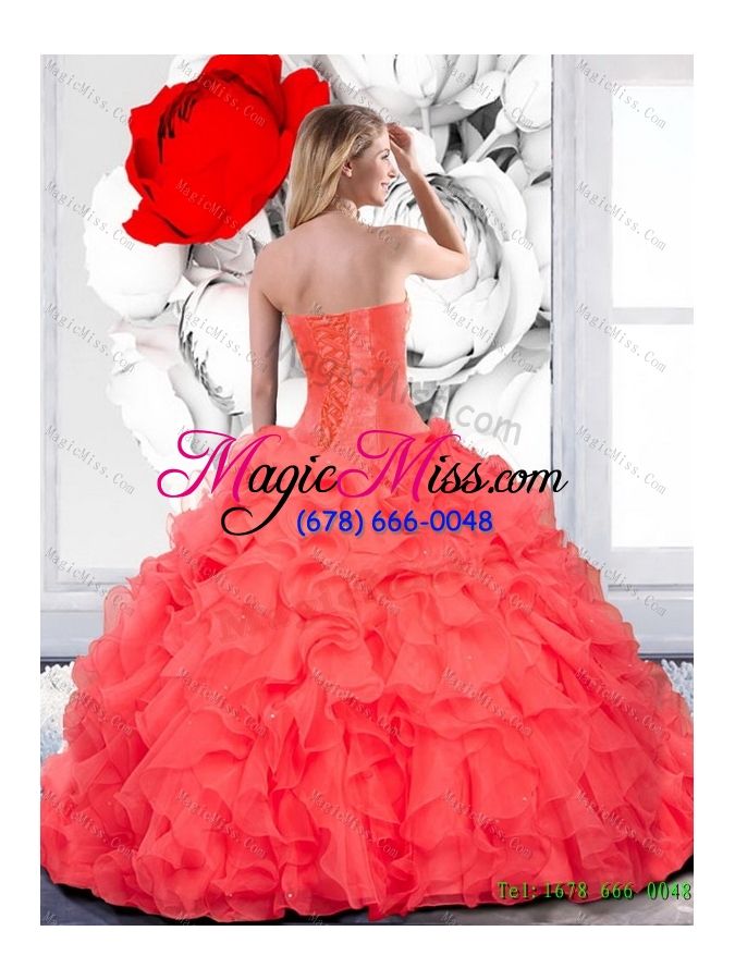 wholesale luxurious beading and ruffles sweetheart quinceanera gown for 2015