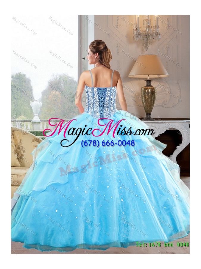 wholesale new style spaghetti straps 2015 quinceanera dresses with beading