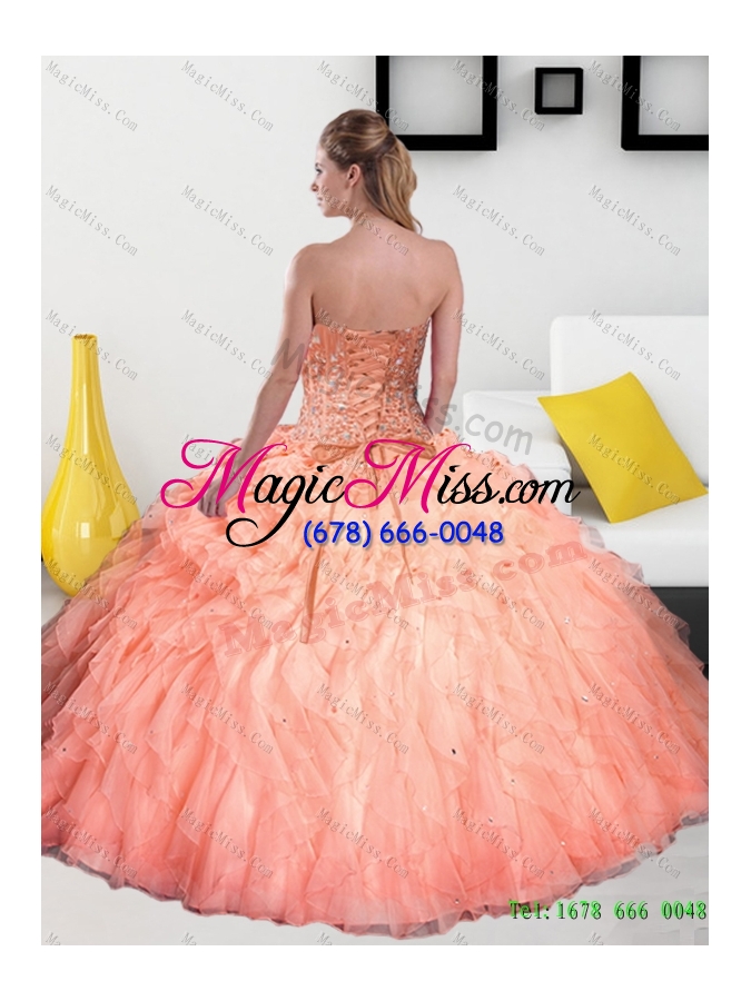wholesale 2015 remarkable beading and ruffles sweetheart quinceanera dresses
