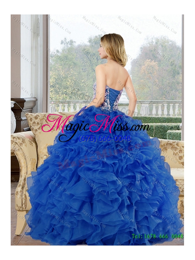 wholesale new style beading and ruffles sweetheart quinceanera gown for 2015