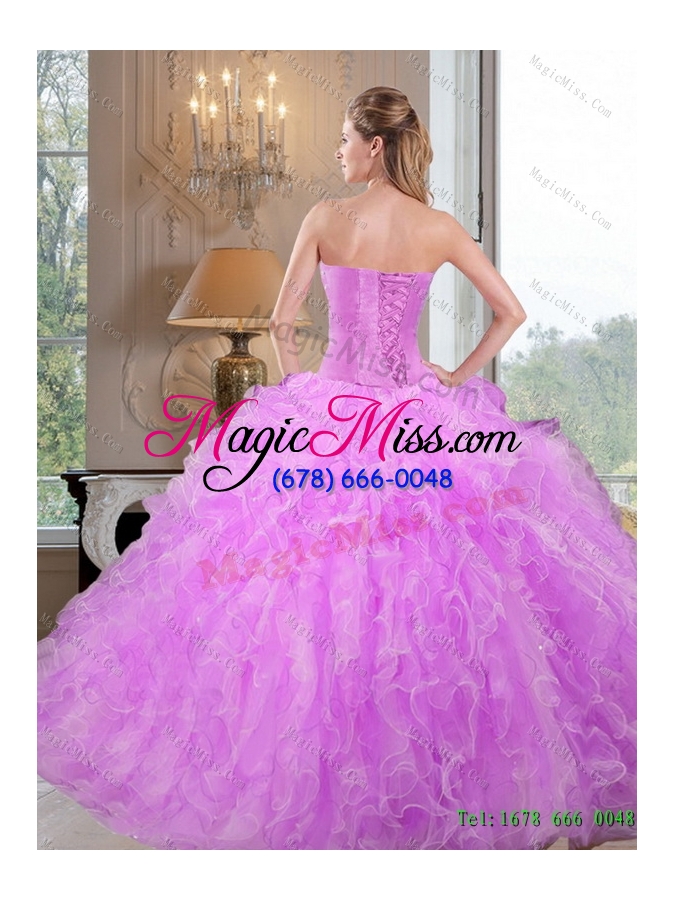 wholesale new style sweetheart beading and ruffles lilac sweet 16 dresses for 2015