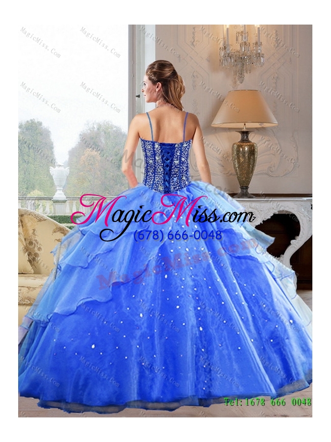 wholesale luxurious spaghetti straps 2015 quinceanera dresses with beading