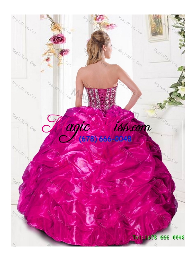 wholesale 2015 fashionable sweetheart quinceanera gown with beading and pick ups