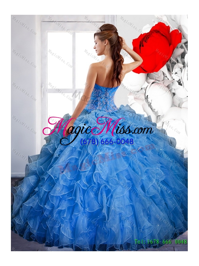 wholesale free and easy ball gown quinceanera dress with ruffles and appliques