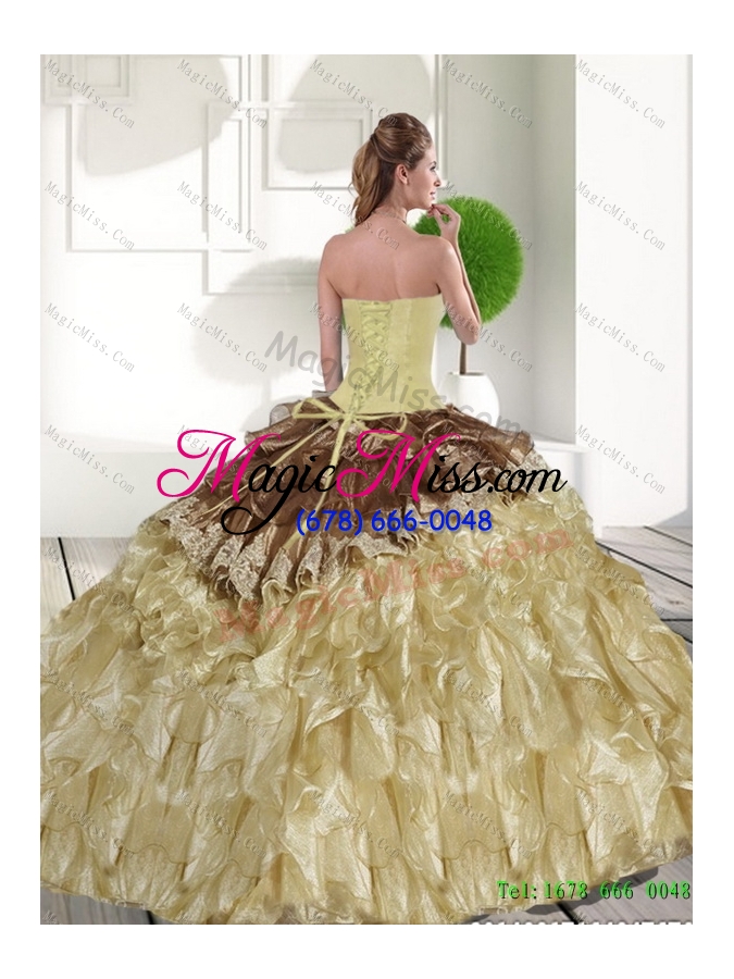 wholesale 2015 vestidos de sweetheart sweet 15 dresses with beading and ruffles
