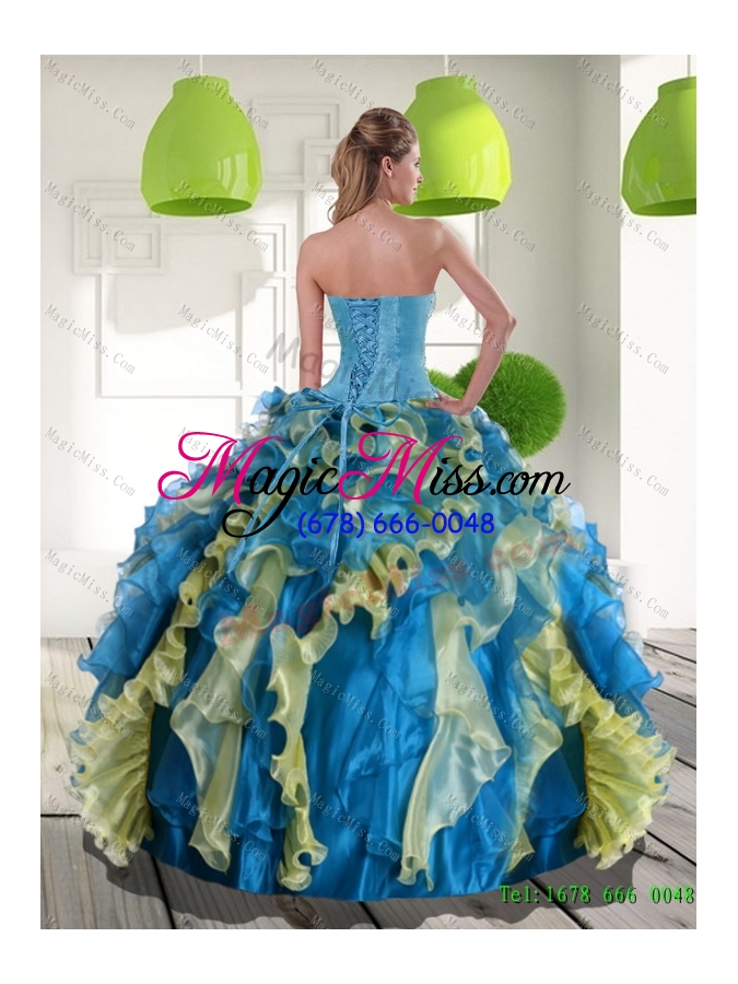 wholesale vestidos de multi color quinceanera dress with beading and ruffles for 2015